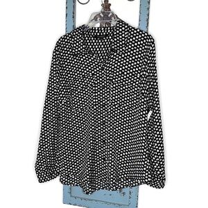 Liverpool Long Sleeve Button Front Black and White Blouse/Shirt